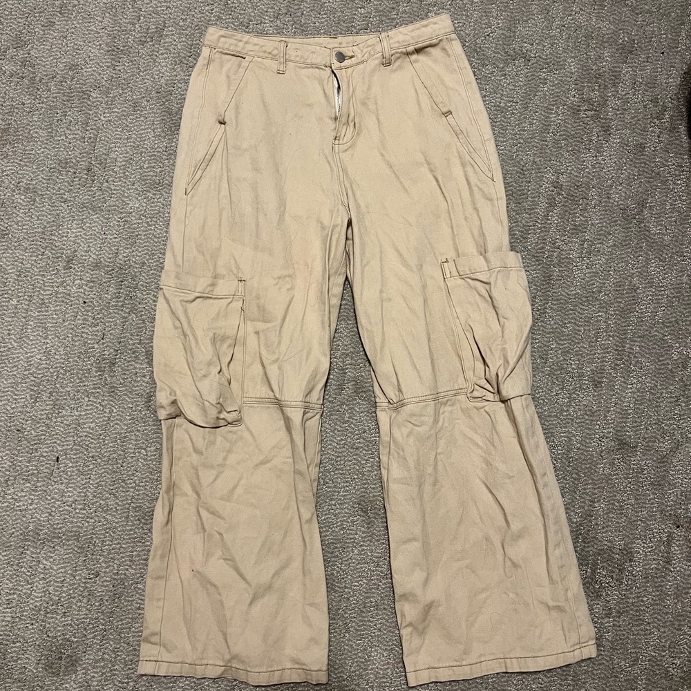 Tan Straight-leg Cargo Pants